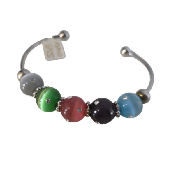 NWT Sterling Silver Cuff Bracelett with Sparkle Beads - Picture 1 of 4